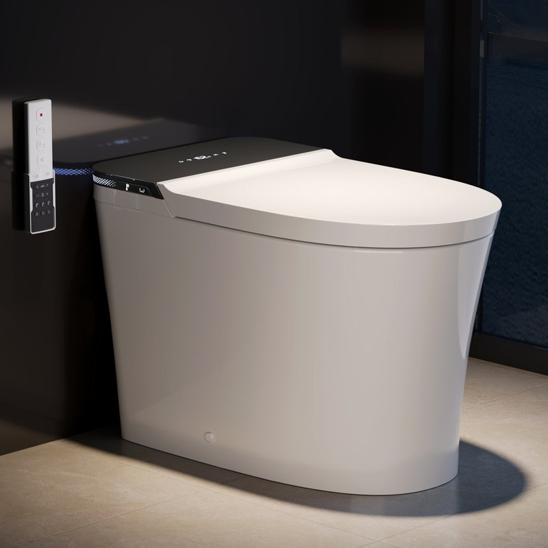 Smart Elongated Bidet Toilet with Foam Dispenser, Auto Open/Close Lid, Auto Flush, ADA Comfort Height, Heated Seat, Built-in Tank & Pump