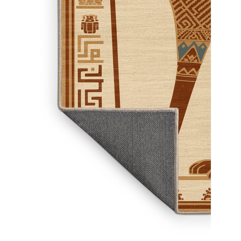 Tapis oriental doux doux moelleux en histoire et civilisation beige, 7 x 9
