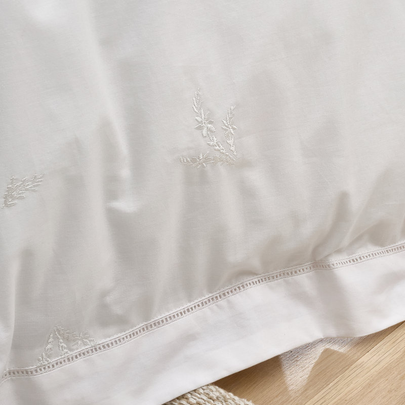 Lottie Floral Embroidery 180 Thread Count Cotton Duvet Cover Set, Single Duvet Cover Set + 1 Pillowcase