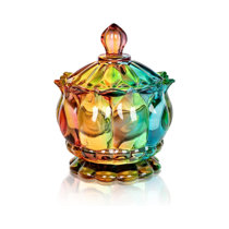 Crystalia Decorative Glass Candy Jar with Lid