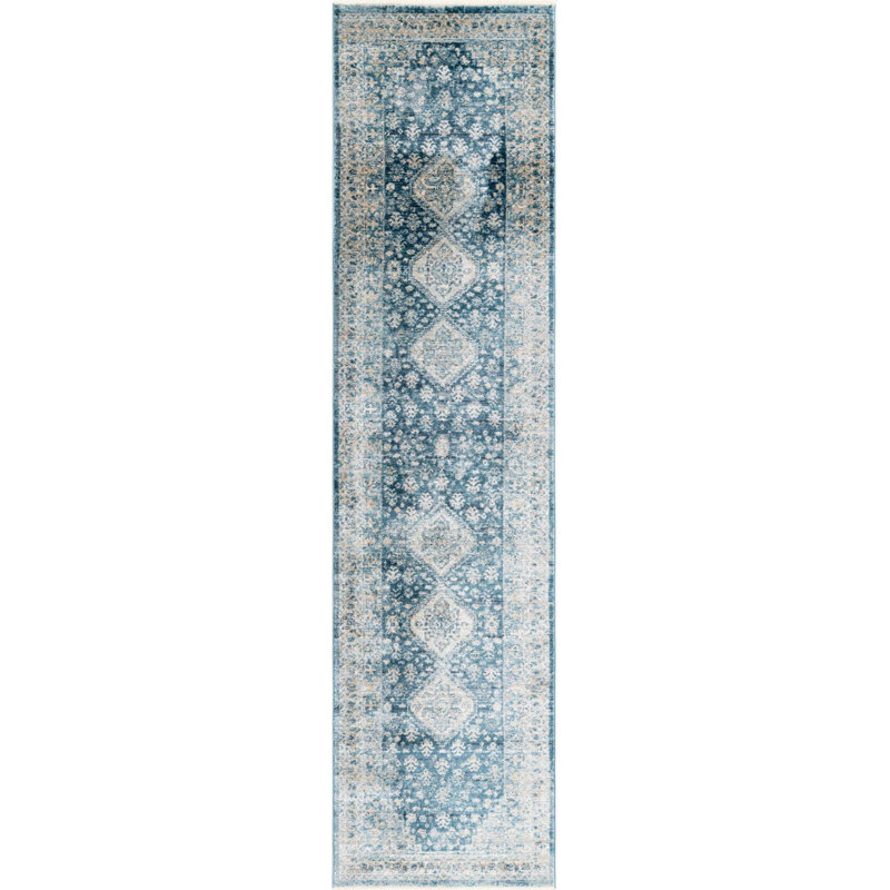 Tapis bleu marine Alabama, Tapis de couloir 2 pi 7 po x 10 pi 2 po