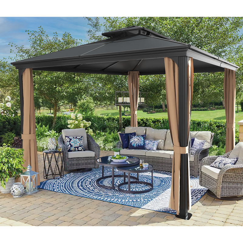 Metal Patio Gazebo, 13 Ft. W x 9 Ft. D