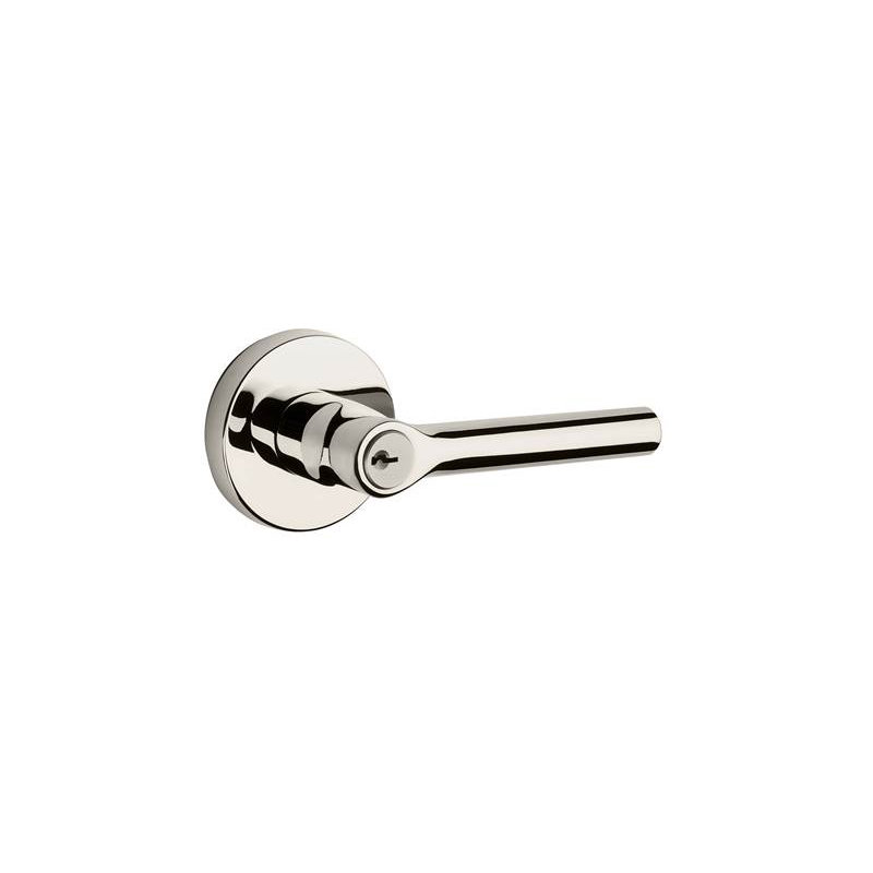 Tubed Door Lever with Round Rose, Keyed Alike, Bright Nickel, Yes