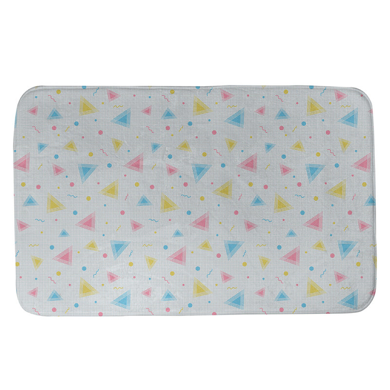 Leffel Memory Foam Non-Slip Bath Rug, 21" W x 34" L, Pink/Yellow/Blue