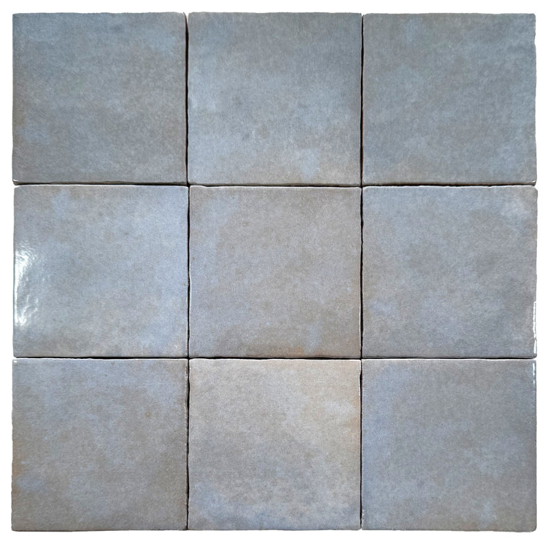Zelij 4"x4" Ceramic Zellige Look Wall Tile, Gray