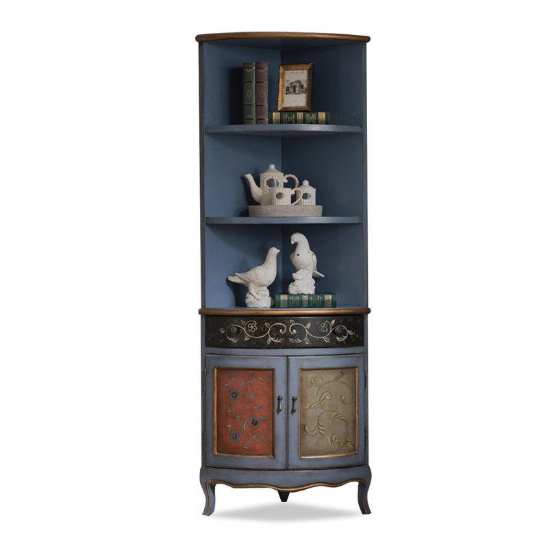 Vitrines bleues en bois massif et verre, Bleu