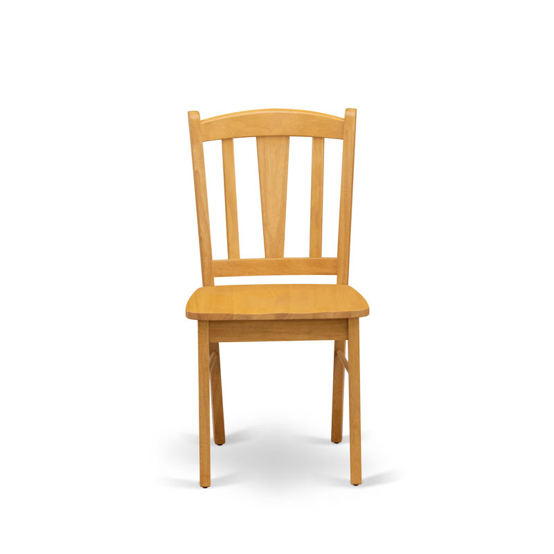 Dublin Dining Chairs - Slat Back Wooden Seat Chairs, Set of 2, Oak, Oak