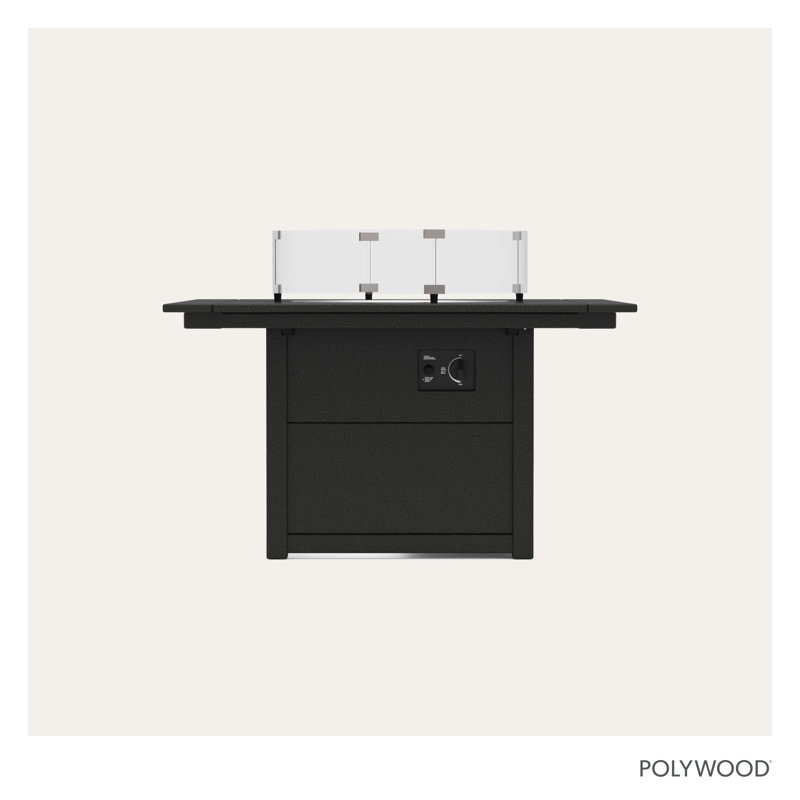 POLYWOOD Square 42" Fire Pit Table, Black