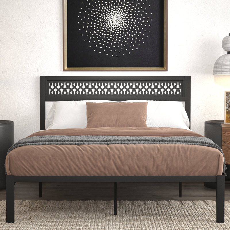 Charin Metal Platform Bed, Full, Black
