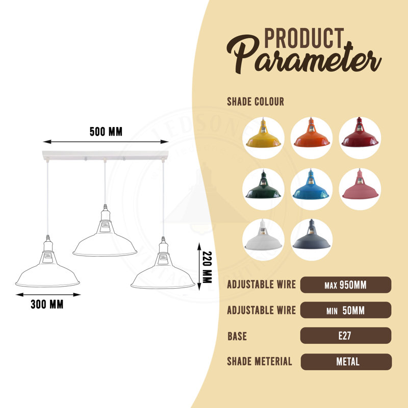 3 - Light Silver Kitchen Island Pendant, No, Orange