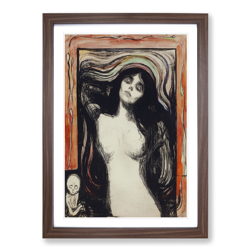 Madonna Vol.1 by Edvard Munch - Picture Frame Painting, 36cm H x 27cm W x 2cm D, Walnut Framed