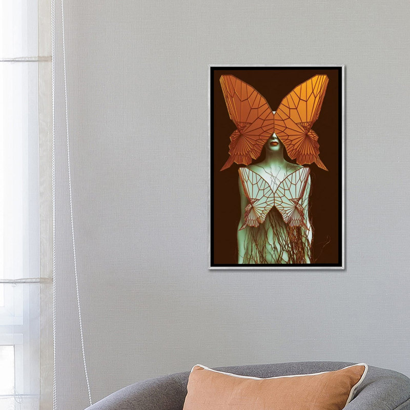 Transformation II - impression d'art graphique, Aucun mat, H 26 po x l 18 po x 1,5 po, Toile avec cadre argenté