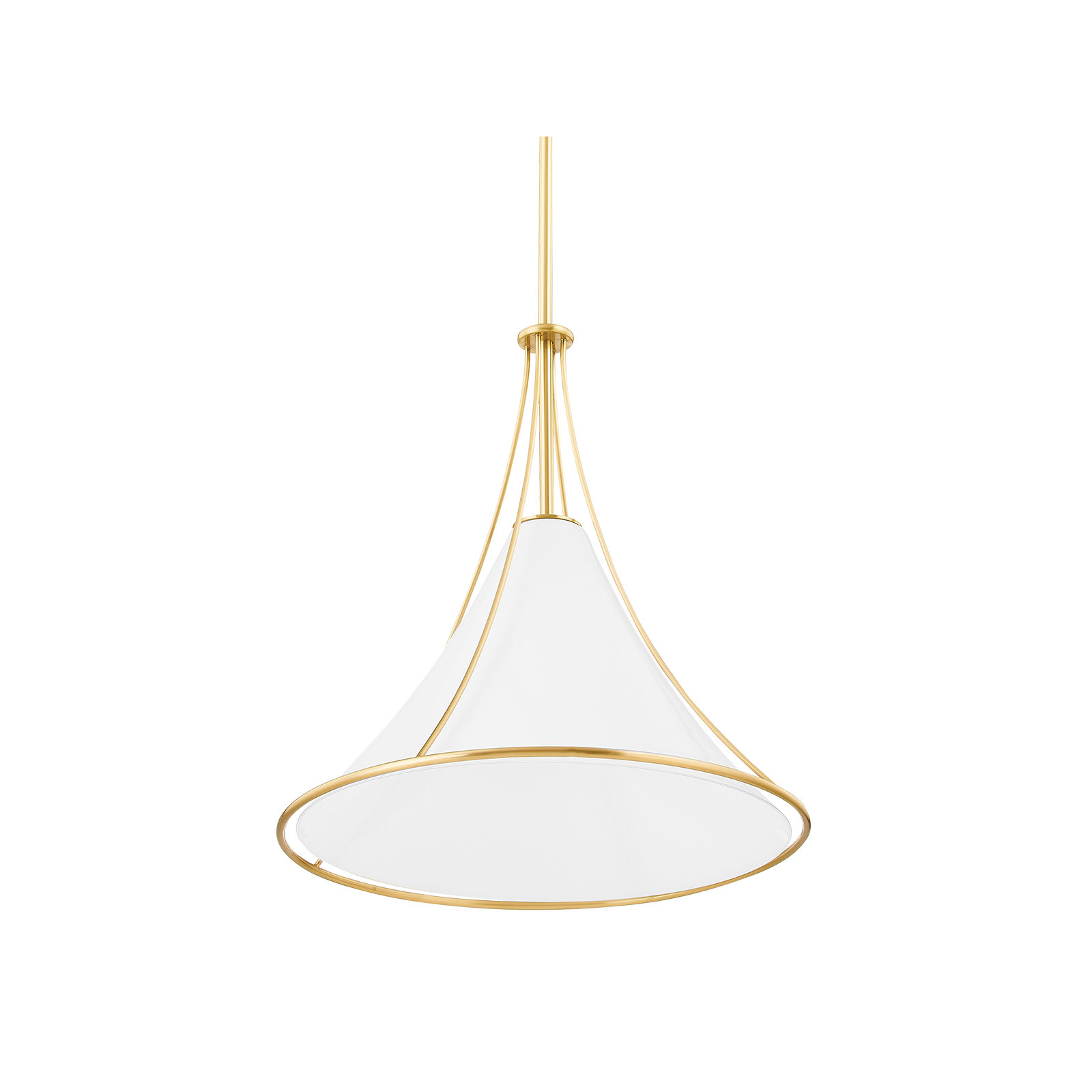 Swift Single Light Glass Steel Dimmable Pendant, Aged Brass, 18.5" H x 17.25" W x 17.25" D