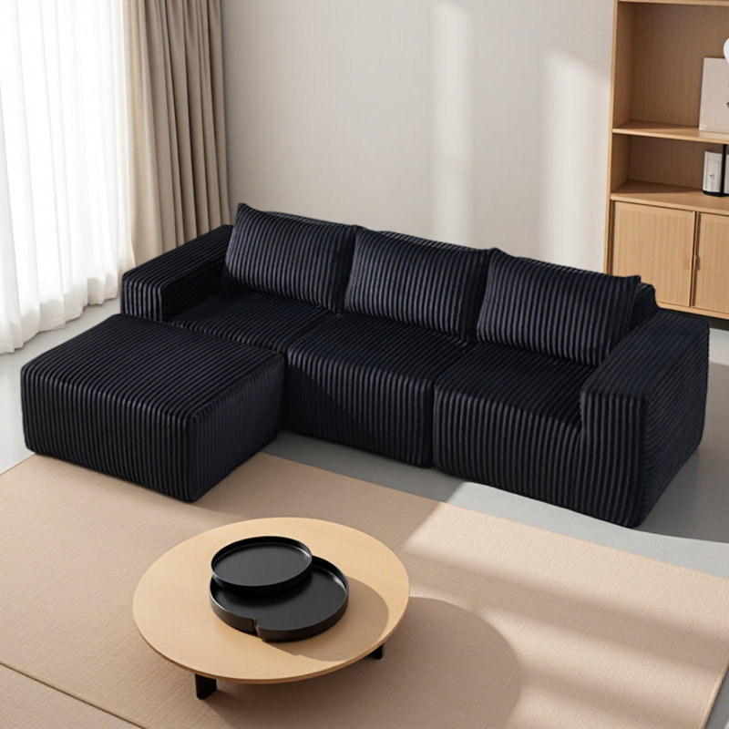 Canapé modulaire Modern, Tissu noir