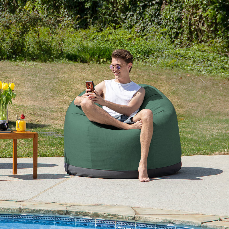 Palmetto Large Round Outdoor Bean Bag Club Chair, Cast Breeze Sunbrella® Plainweave