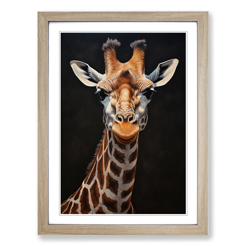 Giraffe Informel - Framed Print, Oak, 34cm H x 25cm W x 2cm D
