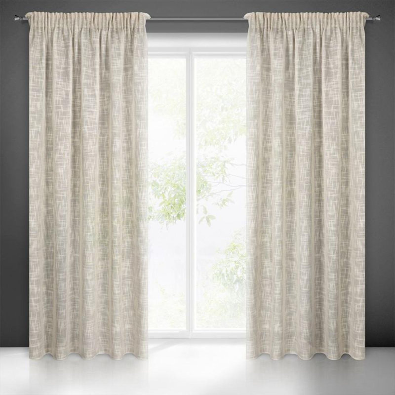 Room Darkening Curtain Single Panel, Beige Tape