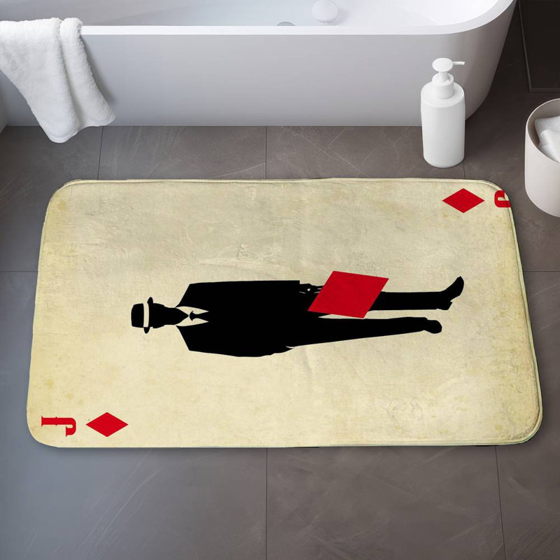Jack of diamonds Bath Mat with Non-Slip Backing - Quick Dry Memory Foam Bathroom Rug - Absorbent - Modern Plush Spa-Style - Machine Washable