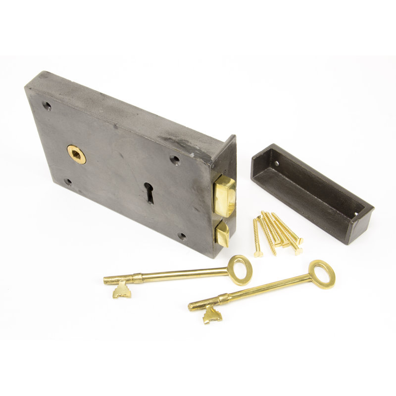 Rim Lock Iron, 11.2cm H x 18cm W x 3.7cm D