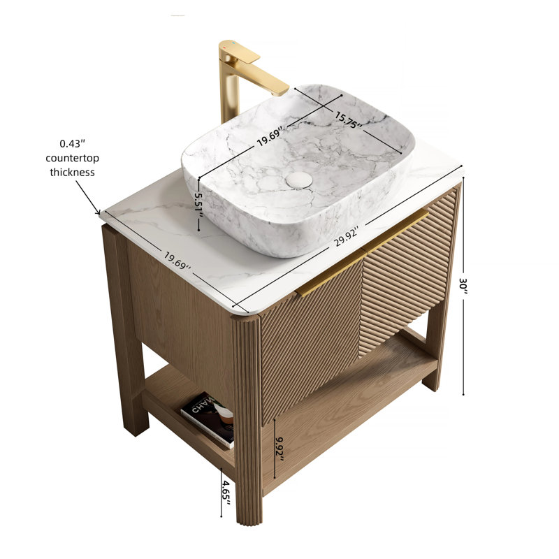 Meuble-lavabo de salle de bain avec lavabo vasque et armoire de rangement