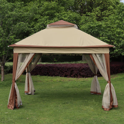 Pop Up Gazebo Canopy Pavilion With Mosquito Zipper Netting And 4 Sandbags For Outdoor Patio Garden