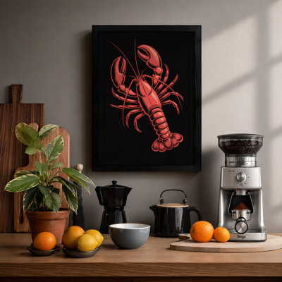 Red Lobster Study Modern - Framed Print