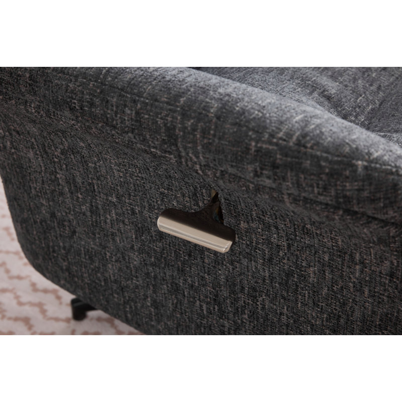 Mira Swivel Chair and Footstool Beige, Dark Grey