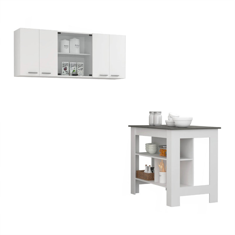 Ensemble de cuisine 2 pièces, îlot de cuisine et armoire murale