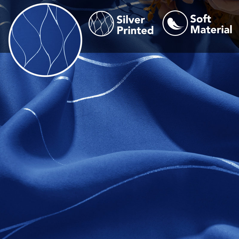 Kellda Thermal Room Darkening Polyester Curtain Panels, Royal Blue, 52" W x 45" L