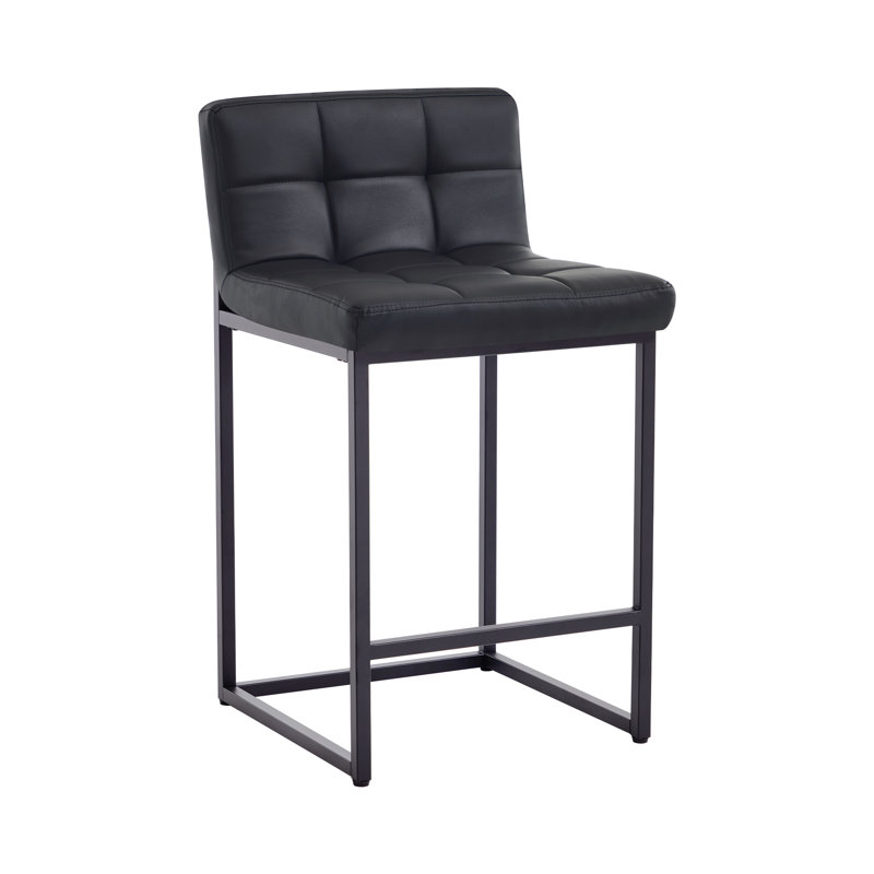 Ensemble de 1 tabouret de bar 24 po à hauteur de comptoir avec pieds en métal, Black