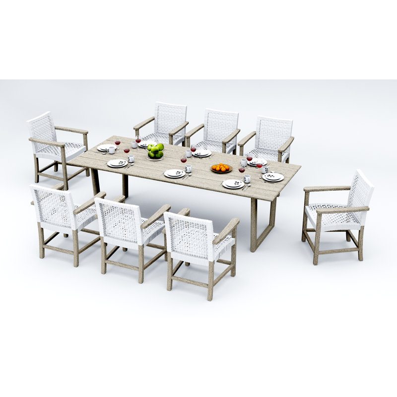 AlsoiWT Outdoor Teak Dining Set, 8