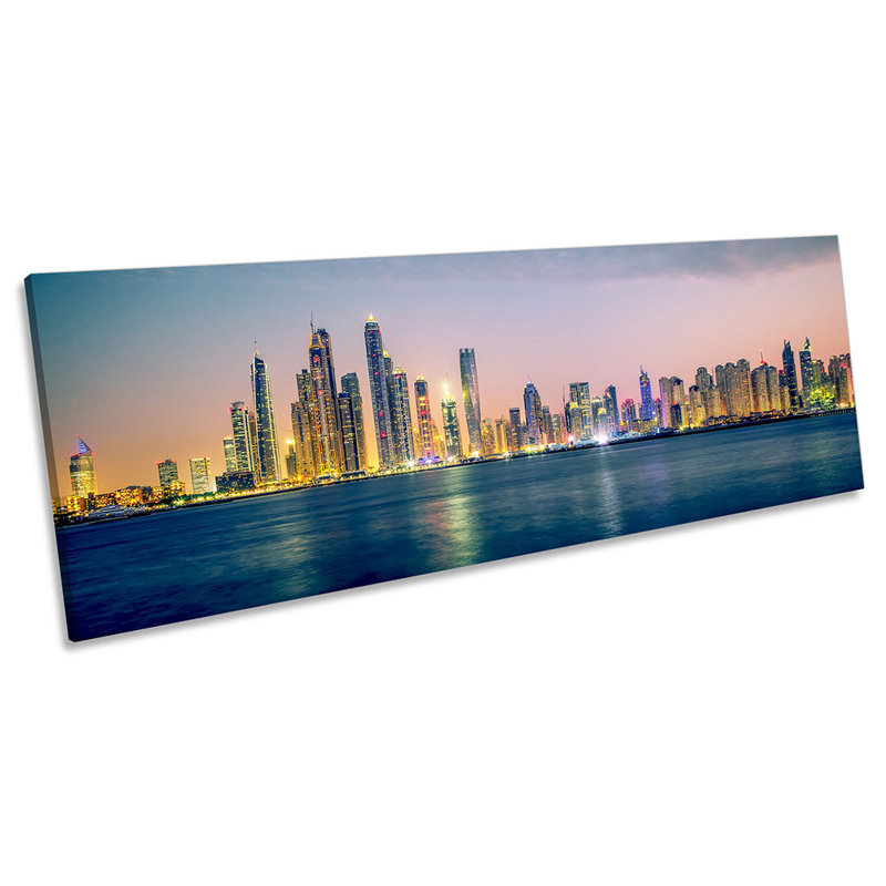 Dubai Skyline City - Wrapped Canvas Panoramic Print, 30.48cm H x 91.44cm W