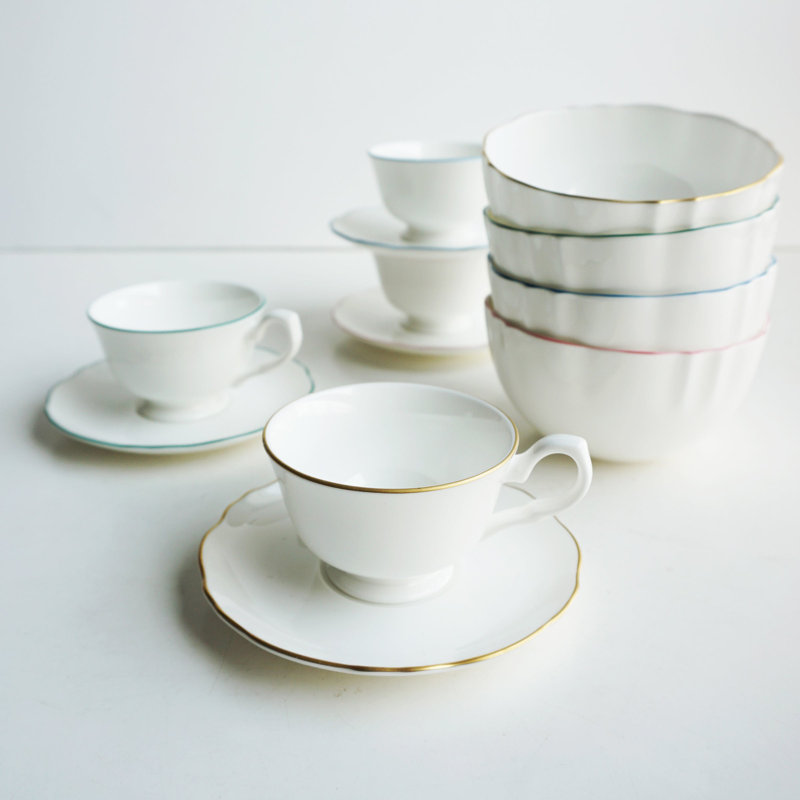 Amelie Forest Green Bone China Espresso Cup, White/Gold