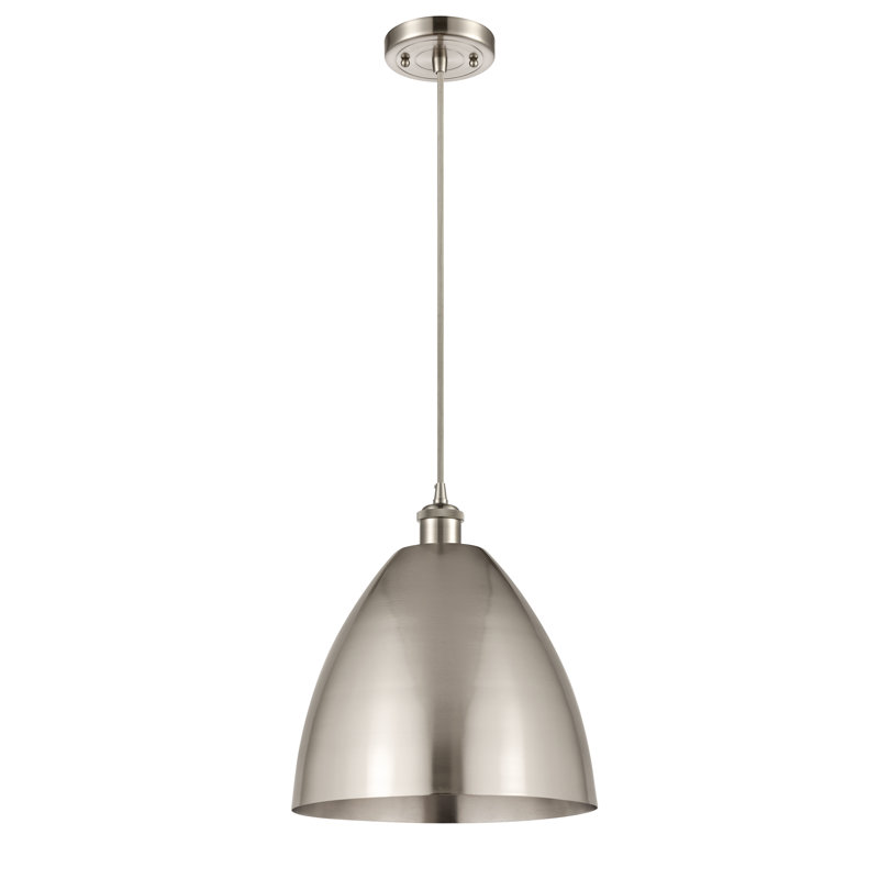 Luminaire suspendu conique 1 lumière, H 14,75 po x l 12 po x P 12 po, Argent/Gris, Argent/Gris