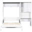Lit double avec bureau et armoire de rangement pliable, blanc, rangement confortable, pratique moderne