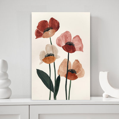 Doux aquarelle, coquelicots, abstrait, délicat, élégant, coquelicot, paysage, art mural