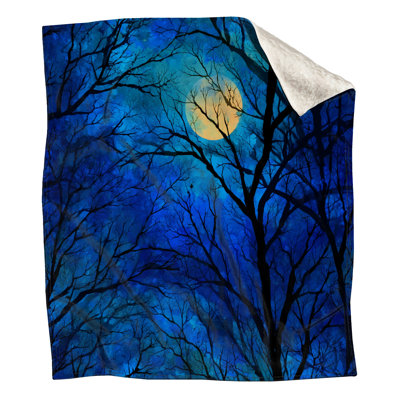 Moonlit Trees Fleece Throw Blanket - Nature Throws for Sofas or Beds