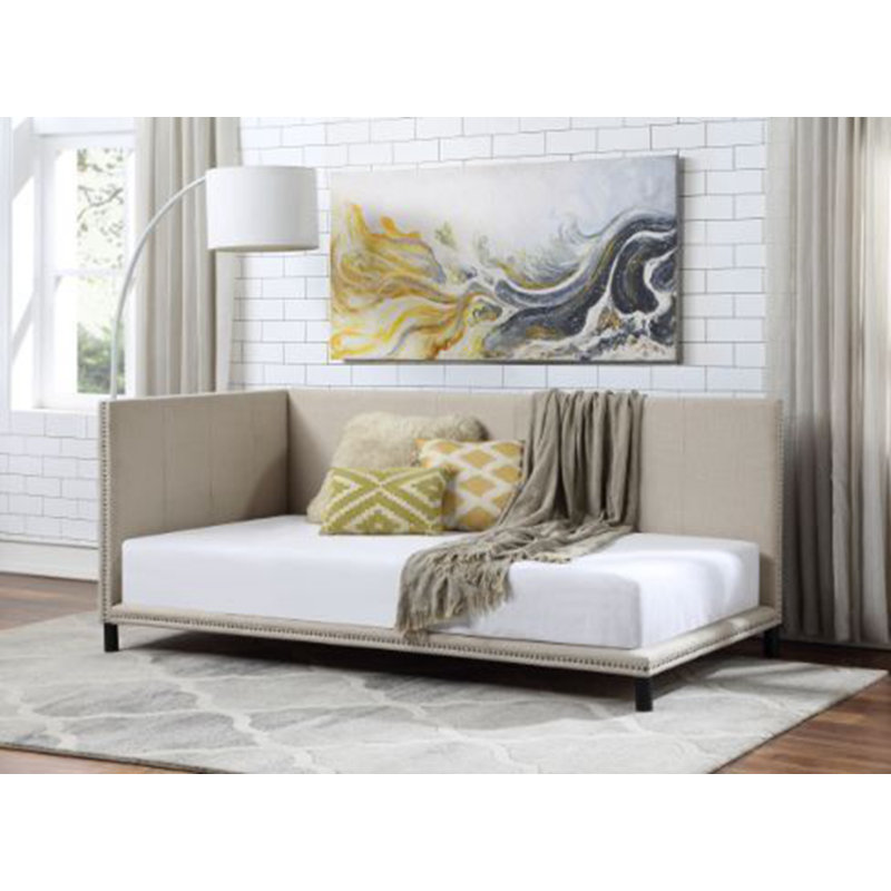 Lit de jour double rembourré Cochrane en beige, Beige