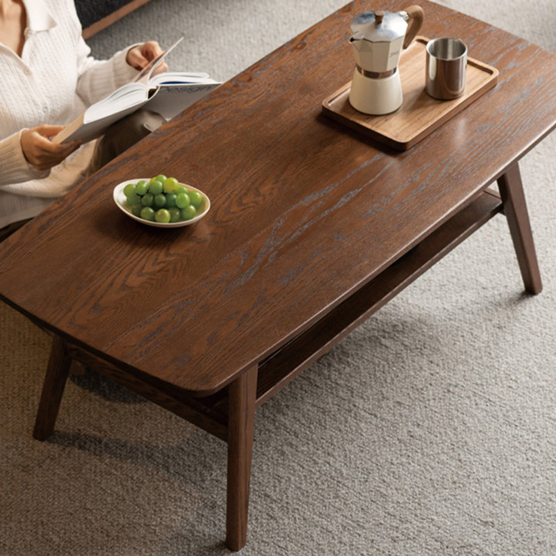 Simple solid oak tea table, 17.32" H x 47.24" L x 22.04" W