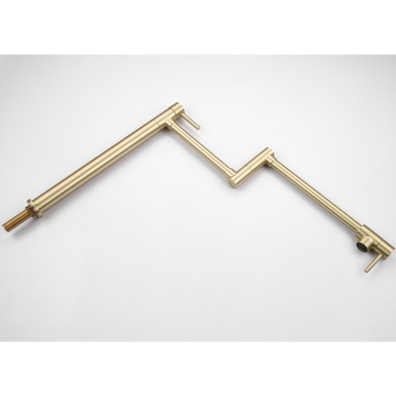 Pot Filler Faucet With Extension - 360 Rotatable And Foldable, Brushed Gold, Brass, Double Handles For Simple Water Management, Corrosion Resistance Coating Rotating Convenient Flow, Finish