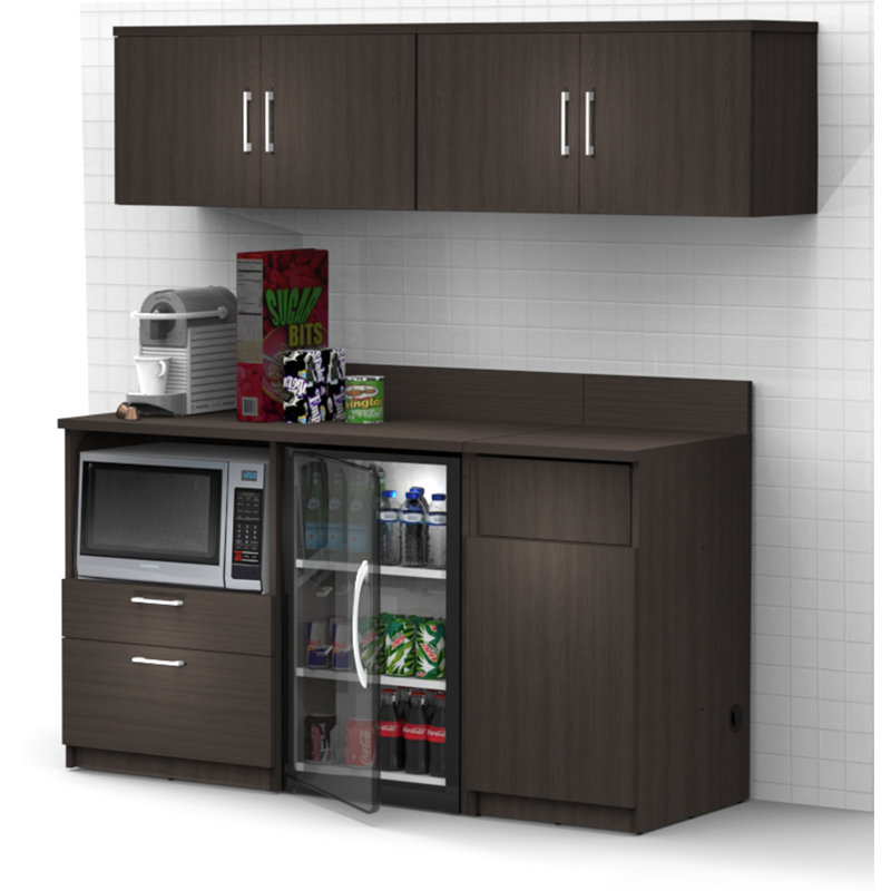 Raised Panel 66'' W x 76'' H Espresso Medium Density Fiberboard (MDF) Kitchen Cabinet Set Ready-to-Assemble