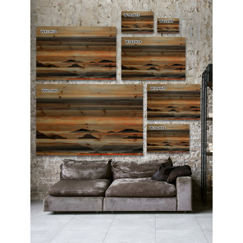 Montagnes par Parvez Taj - impression sur bois sans cadre, H 20 po x l 30 po x 1,5 po