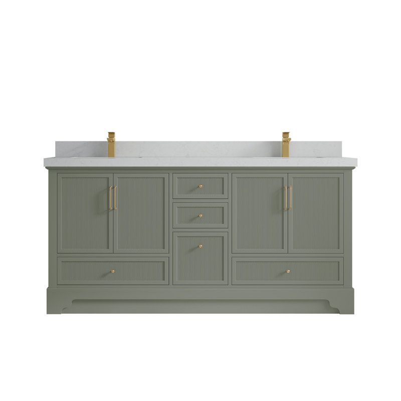 Ensemble de meuble-lavabo double 72 po Alys (option boutons), Quartz de Carrare