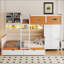 Lit superposé simple au-dessus d'un lit double en bois avec garde-robe