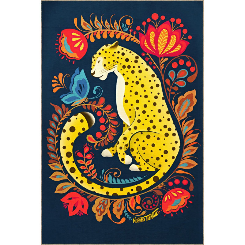 Tapis décoratif moderne à motif léopard et fleurs, Tapis de couloir 3 pi 3 po x 9 pi 10 po