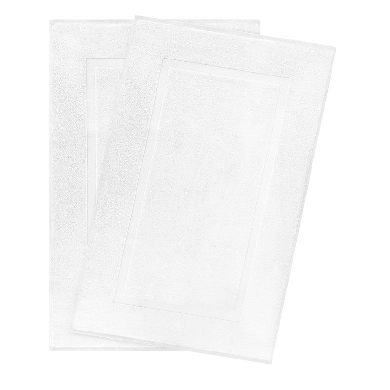 Tapis de bain 100% coton pour salle de bain, paquet de 2 tapis de sol à séchage rapide 20 x 34 po, Blanc