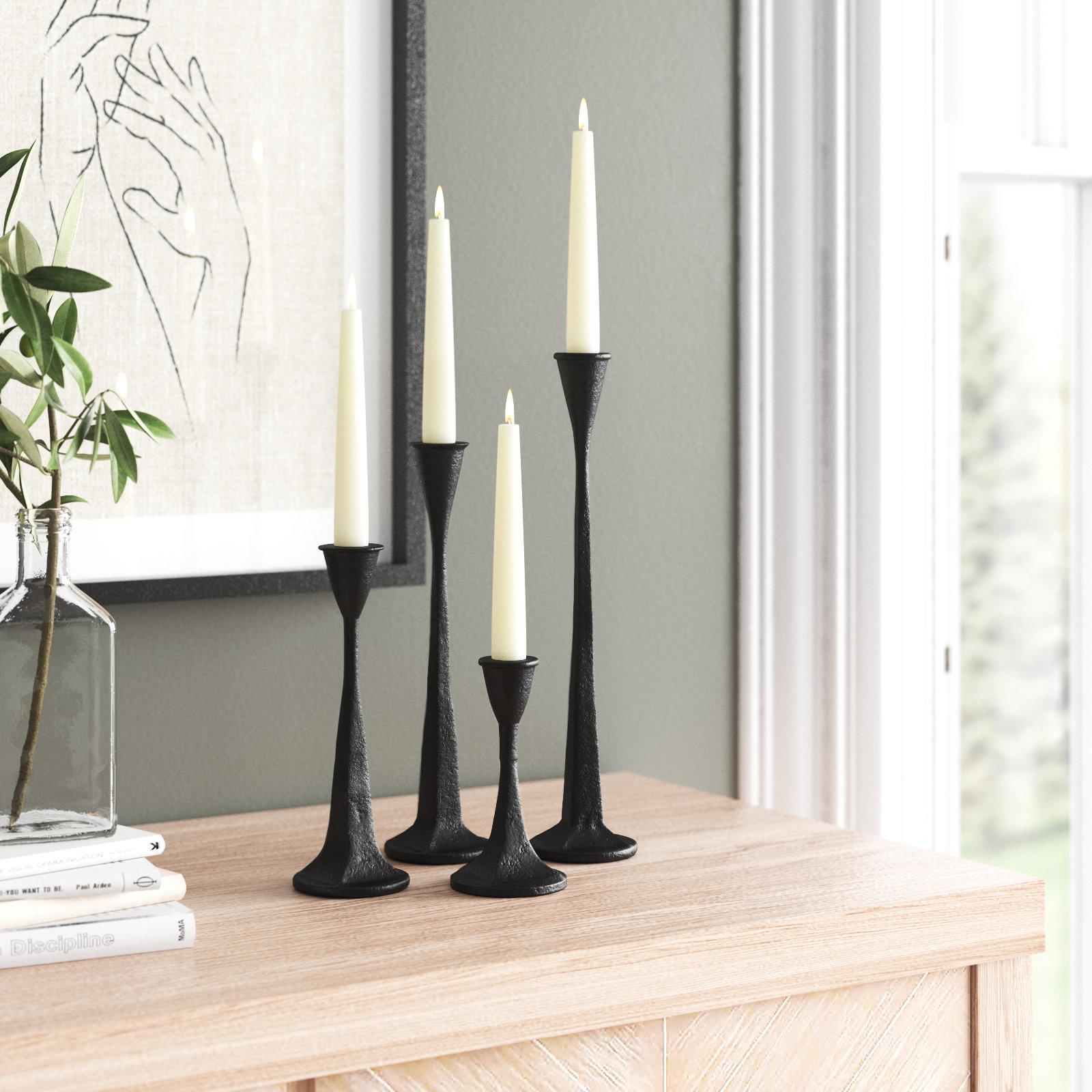 Adalai 4-Piece Iron Candlestick Set