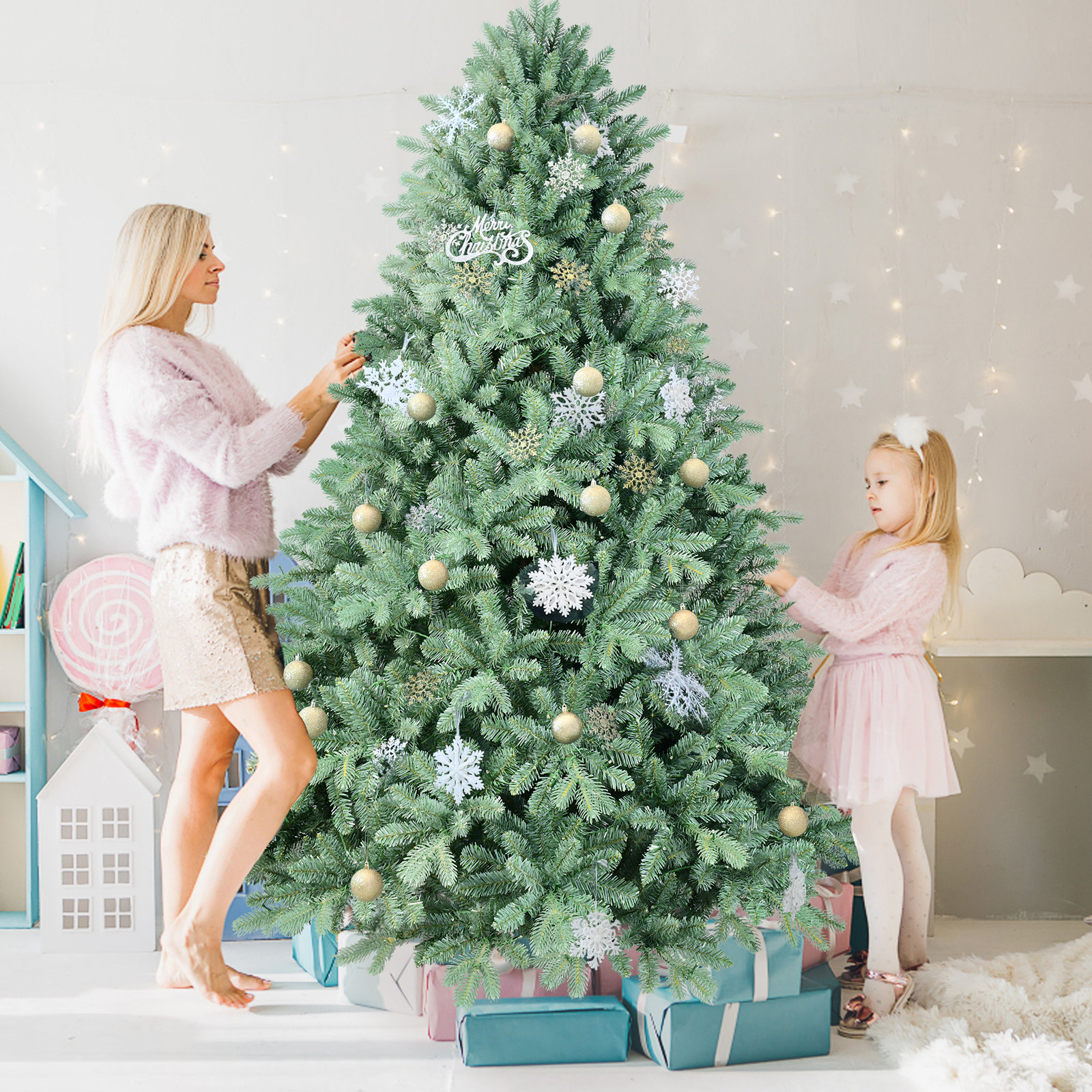 Unlit Blue Spruce Artificial Christmas Tree, 9'