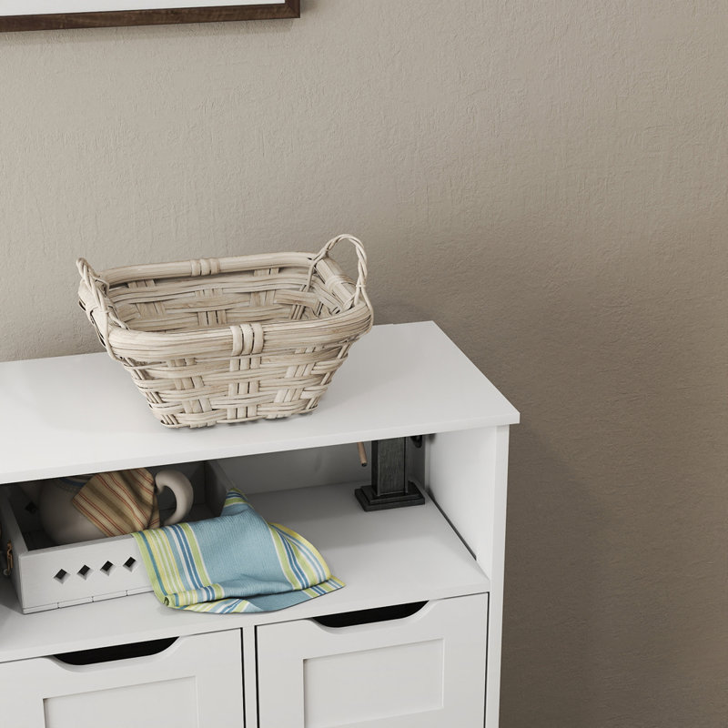 Storage Cabinet with 2 Large Drawer & Adjustable Shelf, White