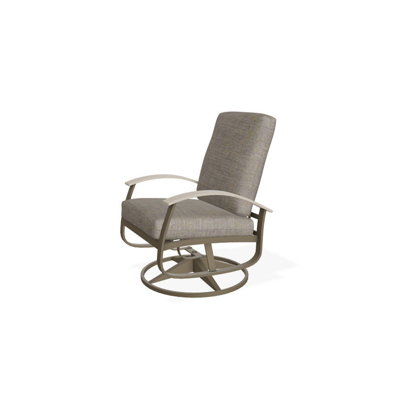 Chaise de patio pivotante avec coussin Askar, Tissage uni cendre coulée Sunbrella®, Bois de plage texturé, Désert P60
